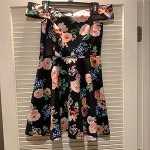No Boundaries Black Floral Off the Shoulder Dress